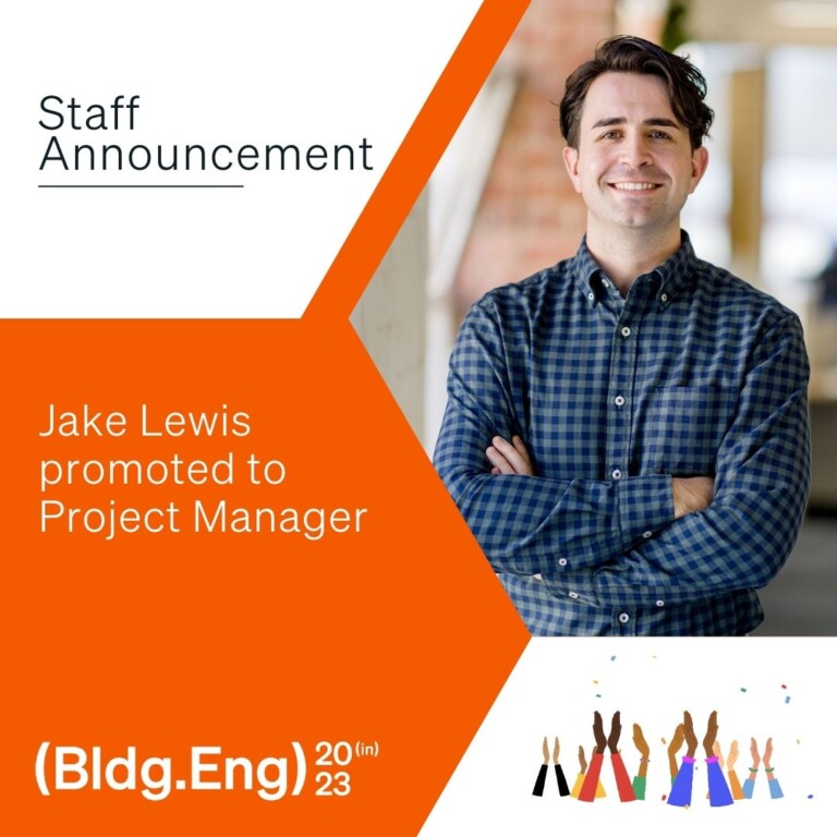 Celebrating Jake Lewis’s well-earned promotion from Contract Administrator to Project Manager