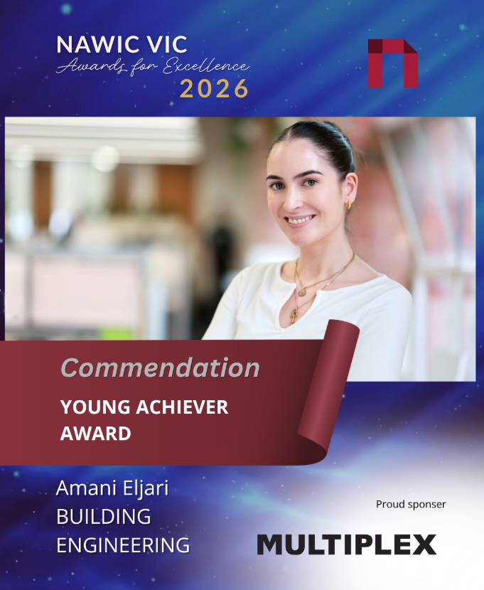 Amani Eljari recognised at the 2026 NAWIC Victorian Awards for Excellence